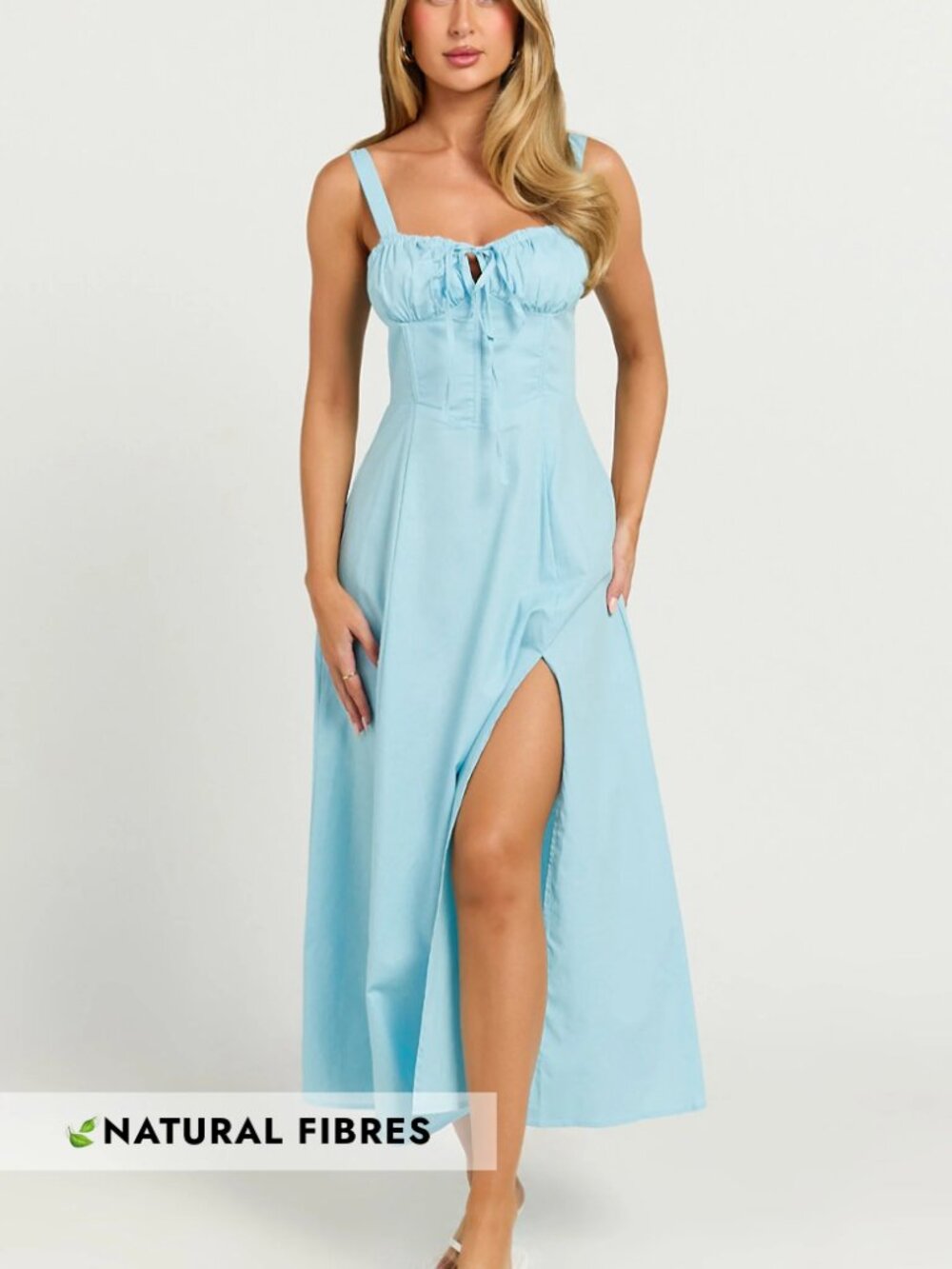 NWT Showpo Maiya sz 6 Light Blue Lightweight Cotton Midi Dress